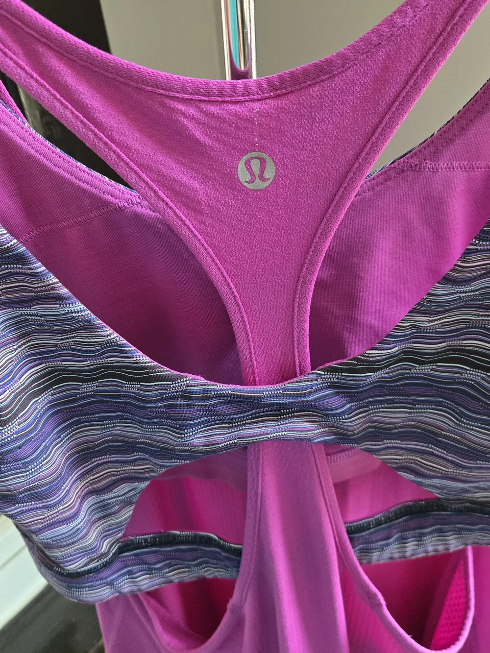 Lululemon Sport Support Tank Ultra Violet Space Dye Twist Multi Bra Combo Sz 6
